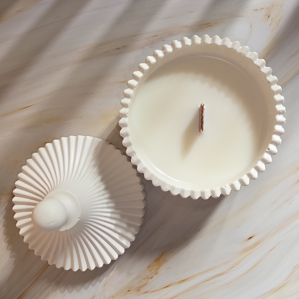 Elegant White Fluted Candle